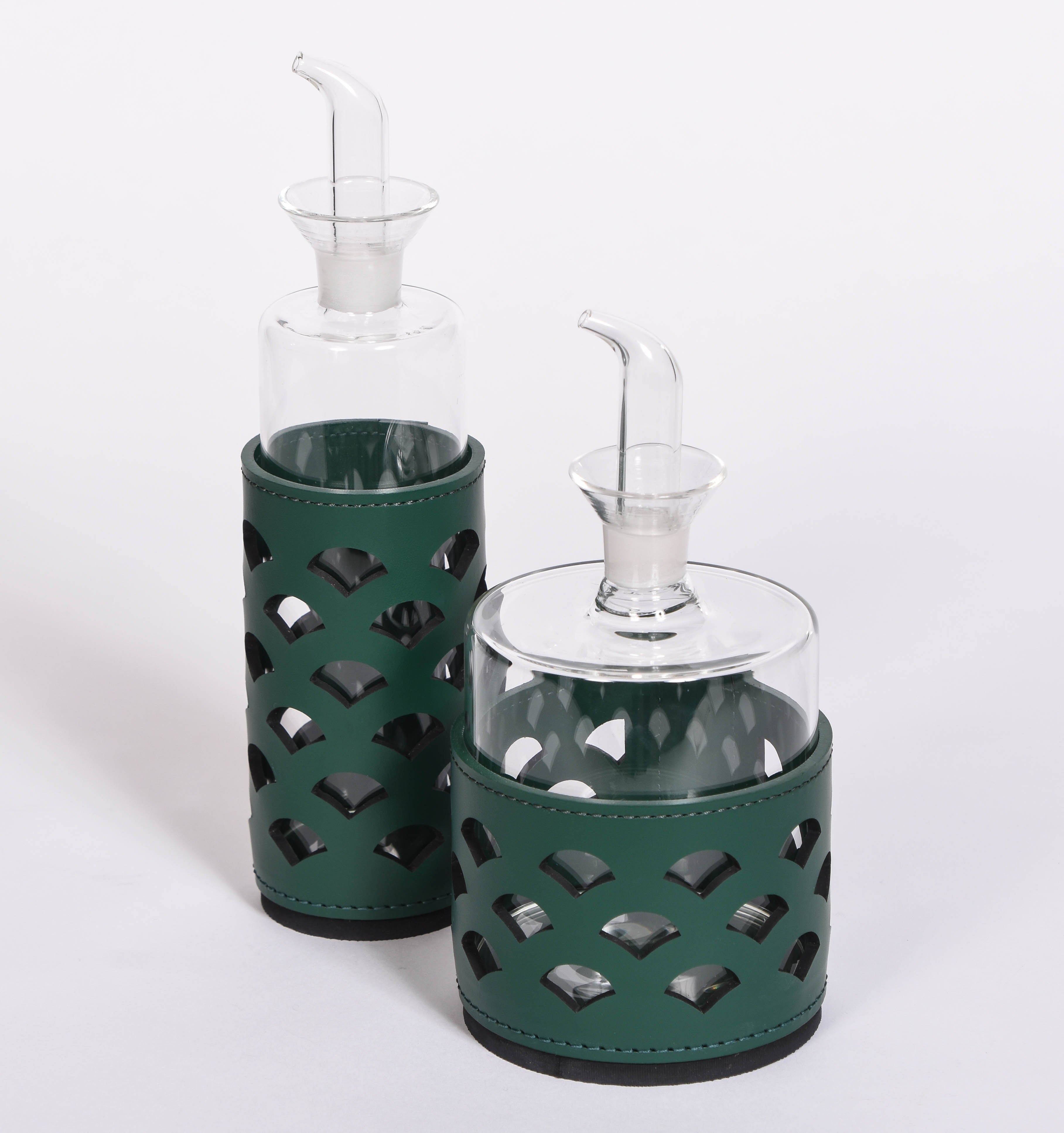 Leather Oil and Vinegar Holders - Hunter Green