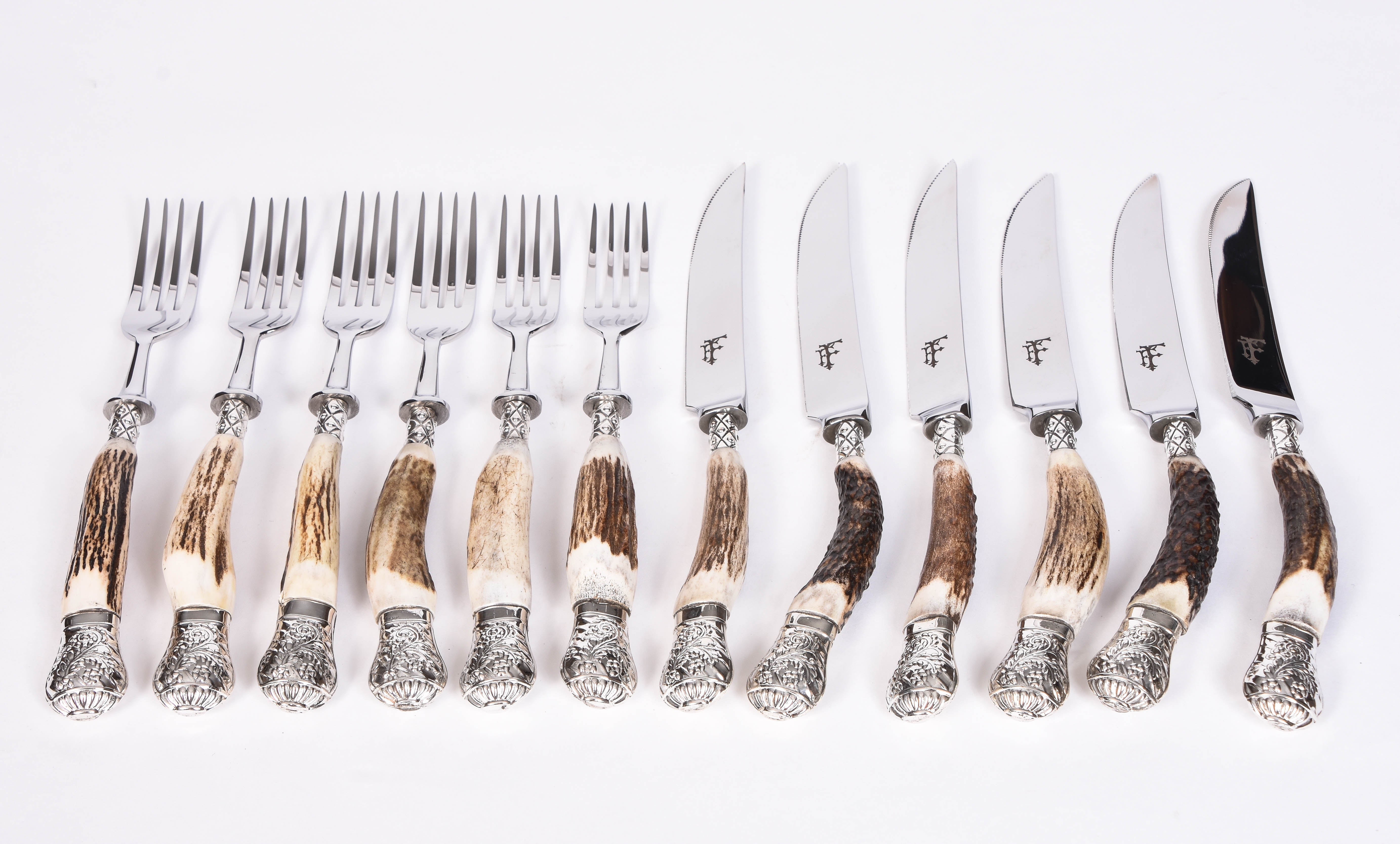 Set of 6 Stag Antler Cutlery with Box