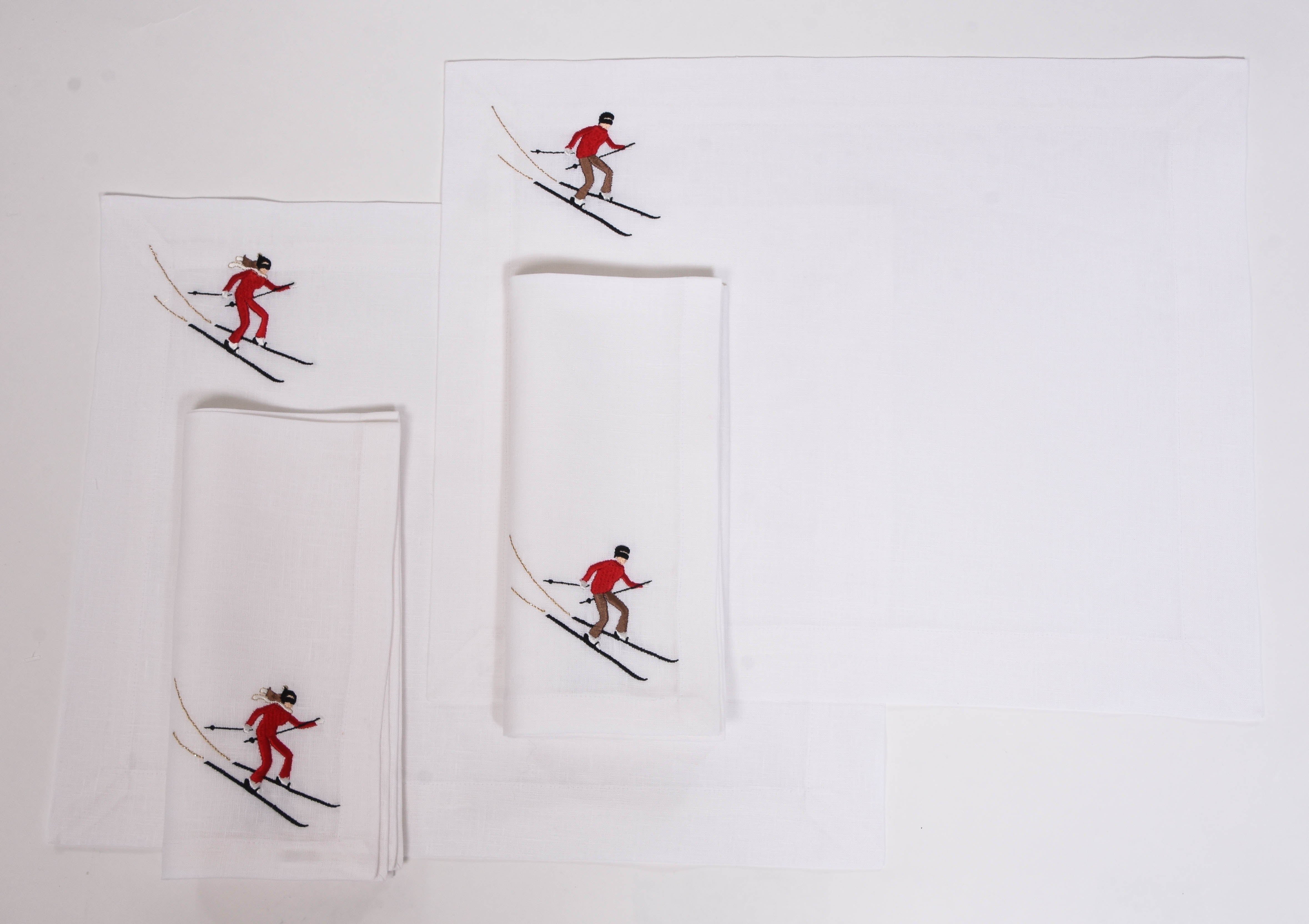 Set of 2 Skier Placemats and Napkins