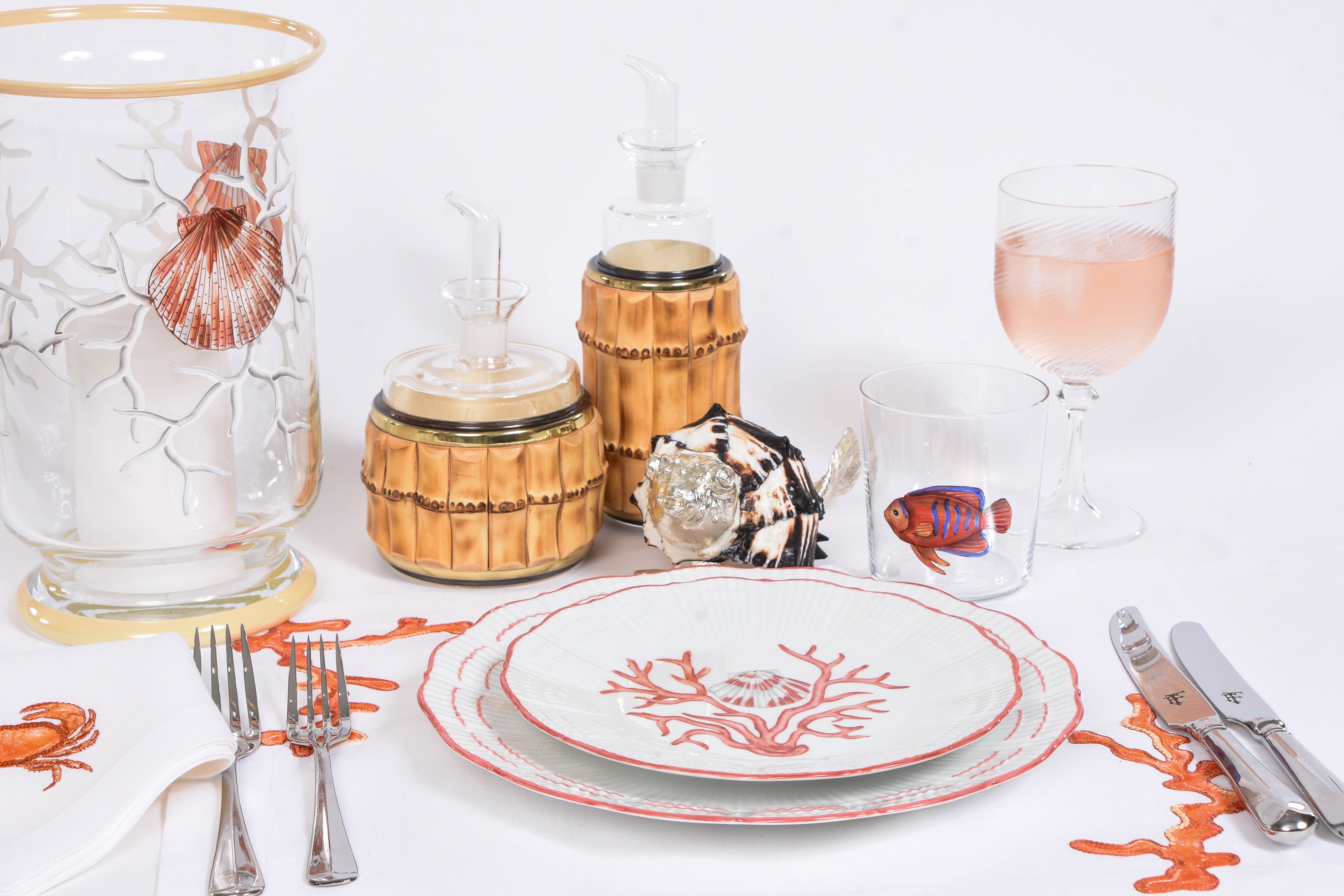 Handpainted Coral Plates