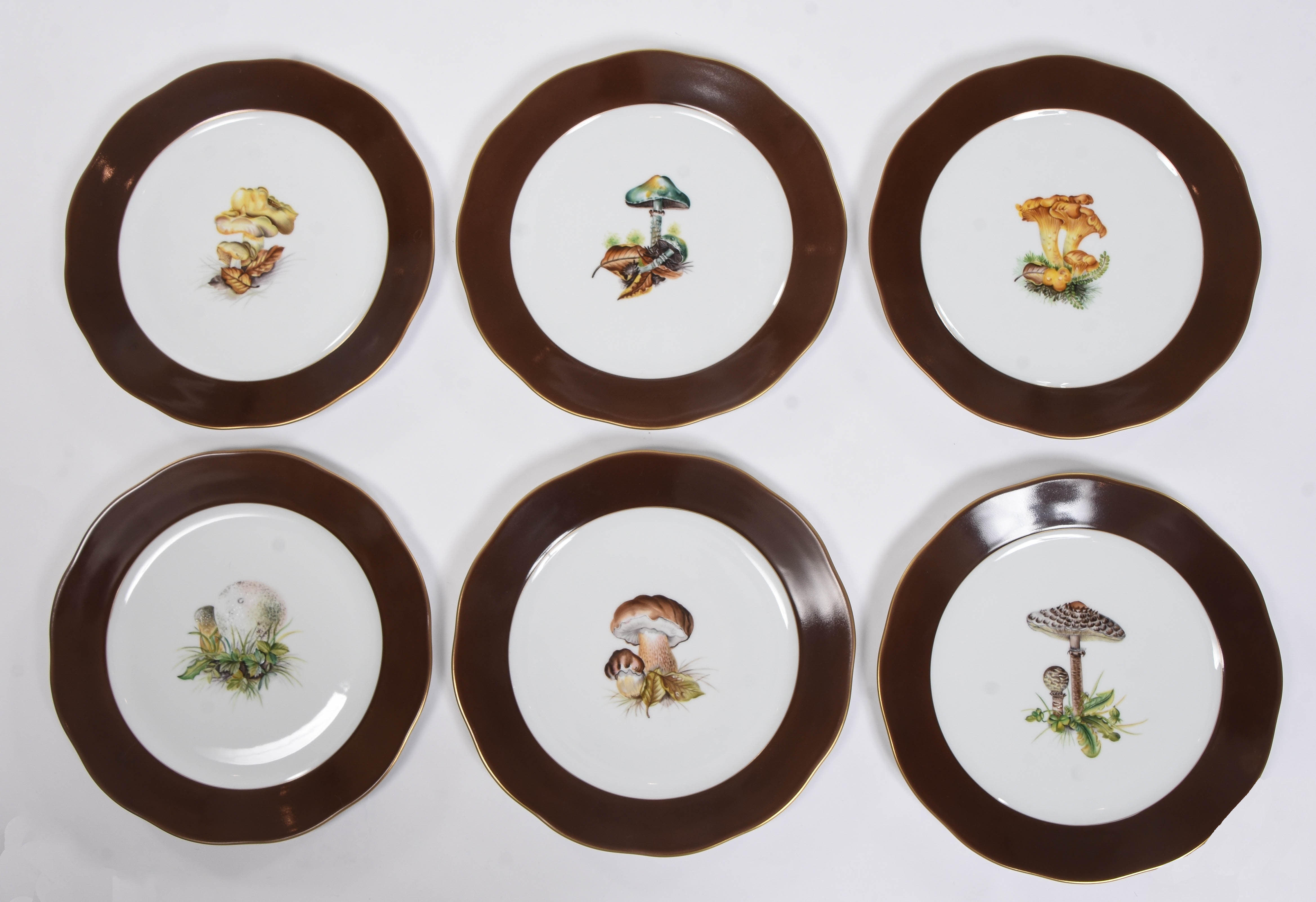 Herend Mushroom Dinner Plates - Set of 12