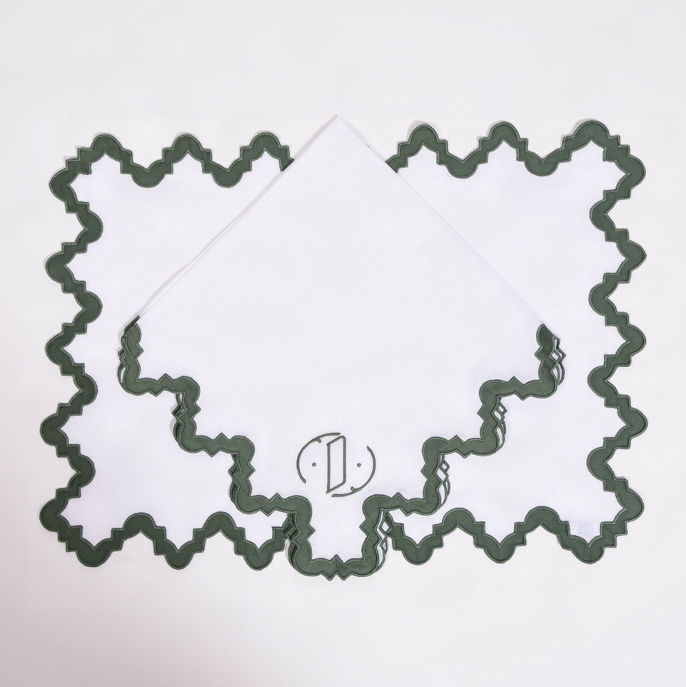 Aziza Green Placemats & Napkins - Monogram D - Set of 4