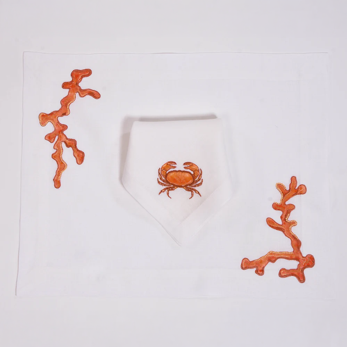Hand Painted Coral Placemats and Napkins
