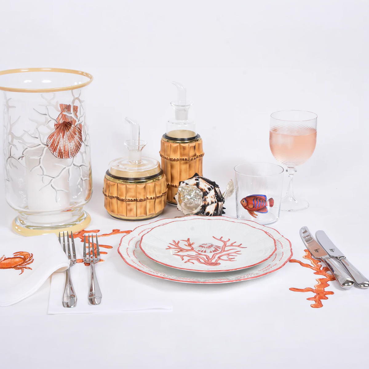 Handpainted Coral Plates