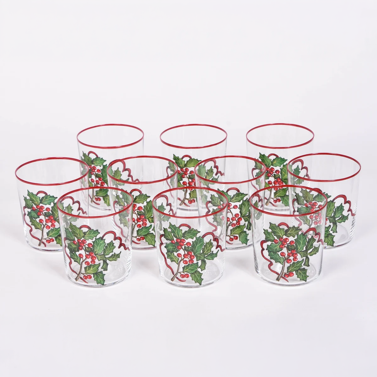 Holly Glass Tumblers - Set of 6