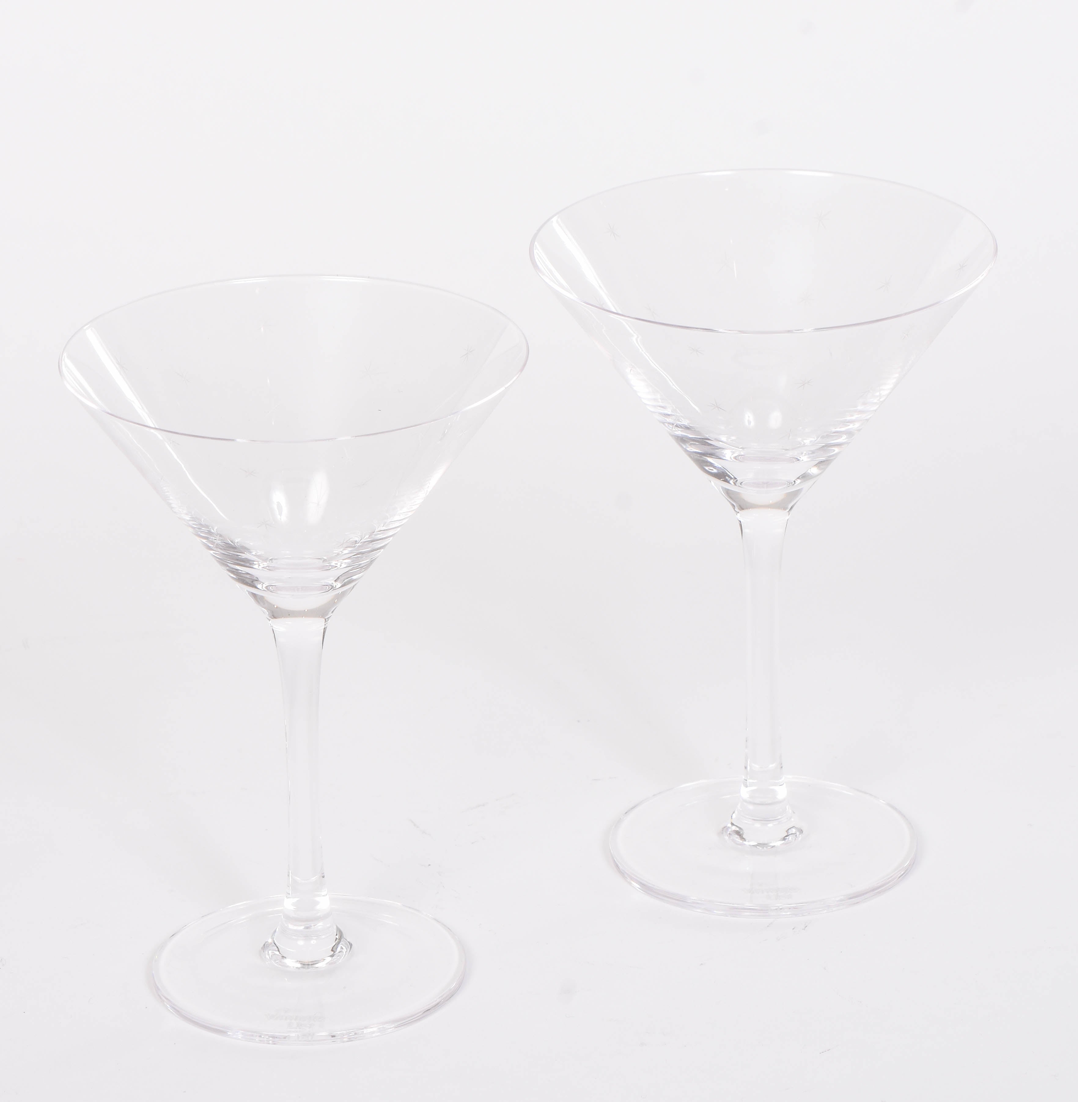 Pair of Crystal Martini Glasses with Stars Design