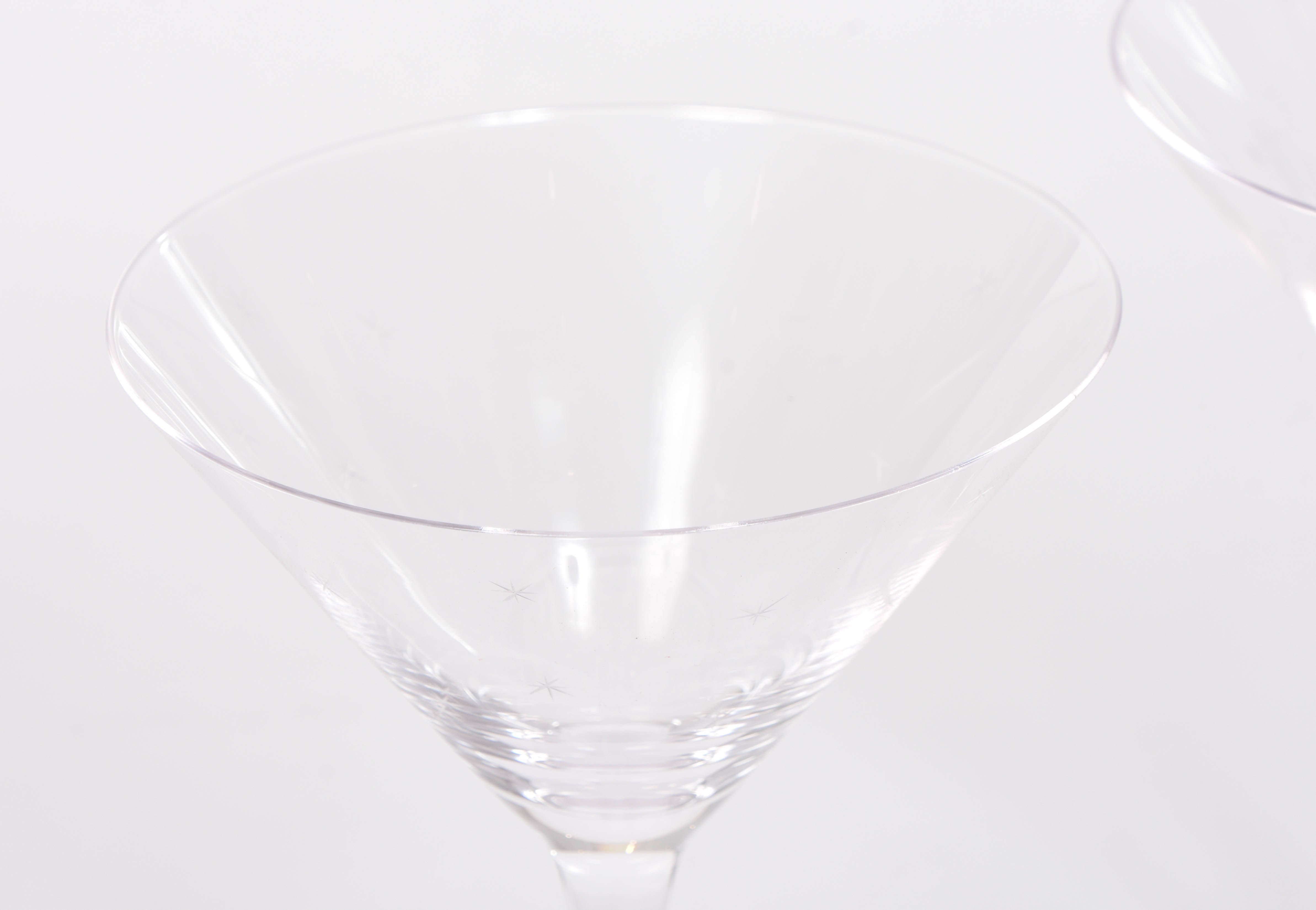 Pair of Crystal Martini Glasses with Stars Design