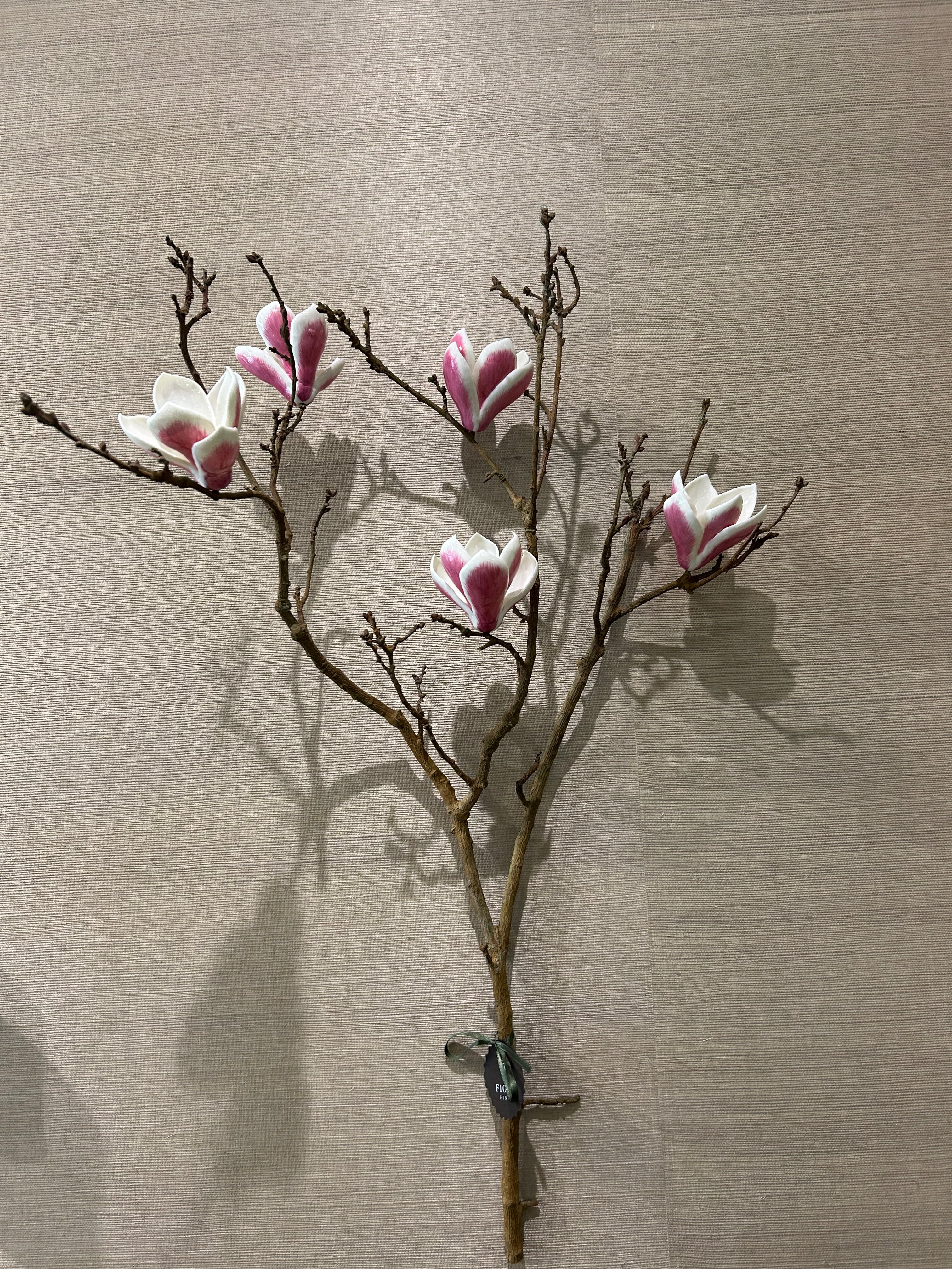 Wall mounted branch 5 magnolia flowers