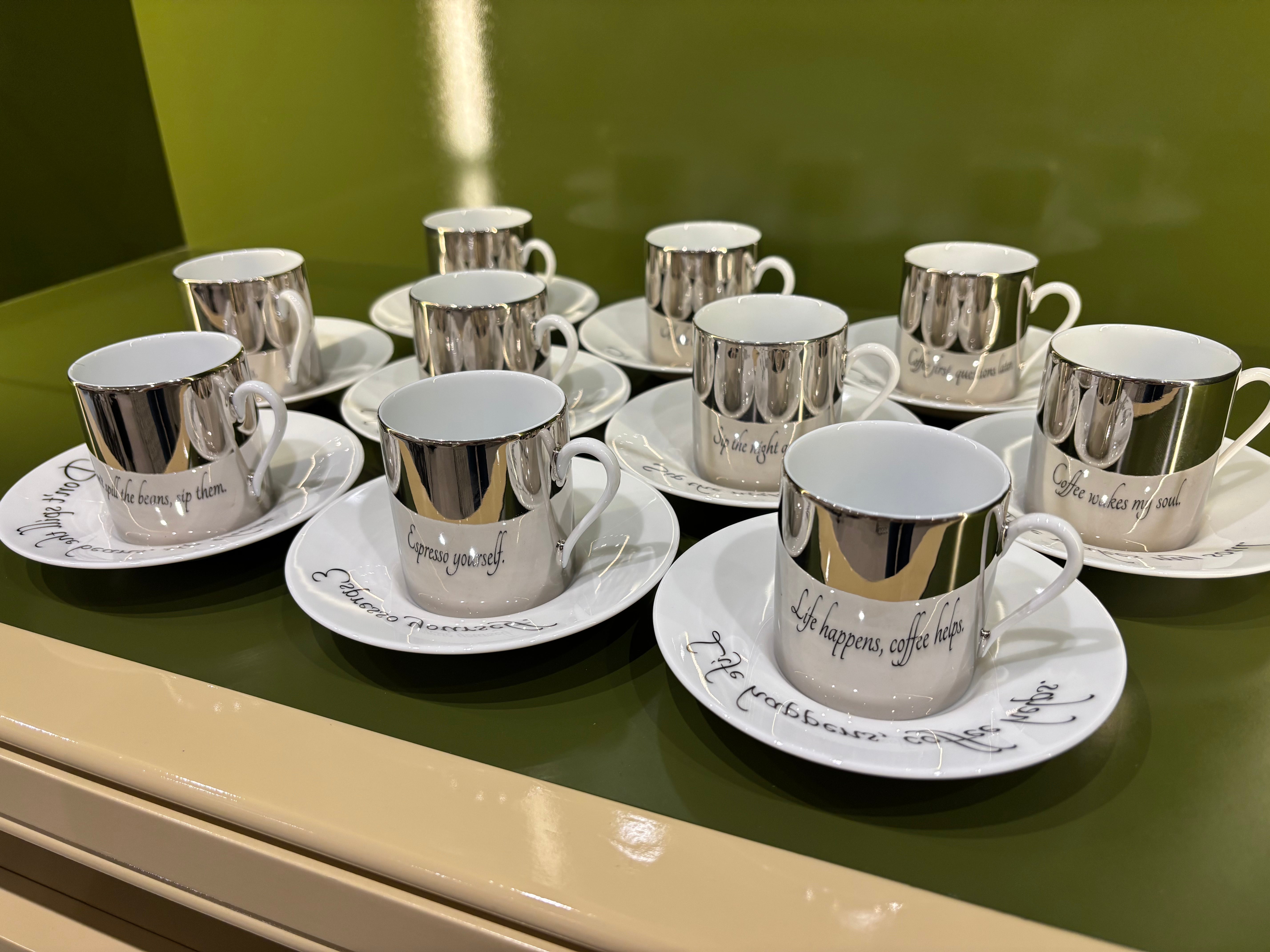 Mirrored Quotes Espresso Cups