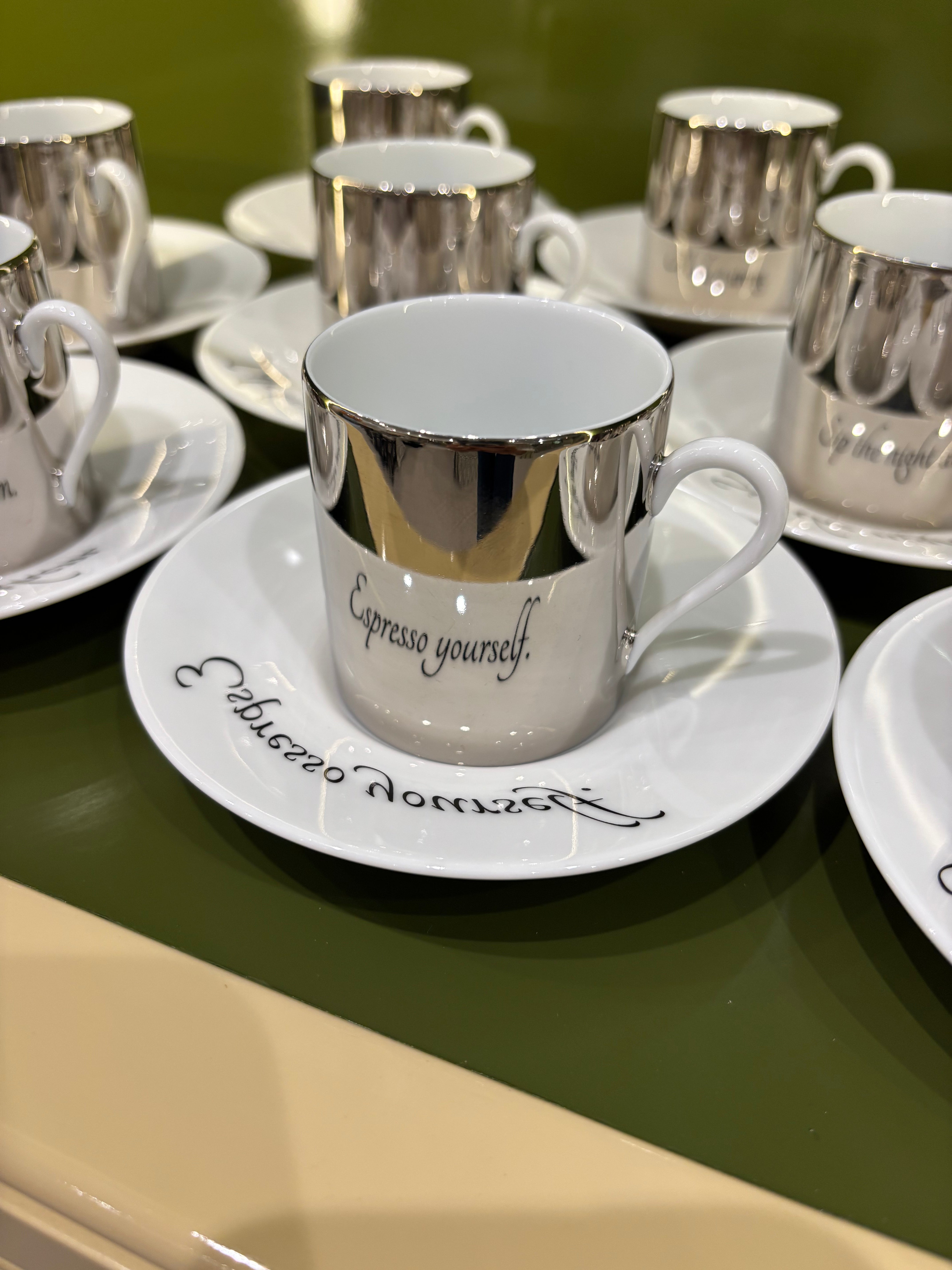 Mirrored Quotes Espresso Cups
