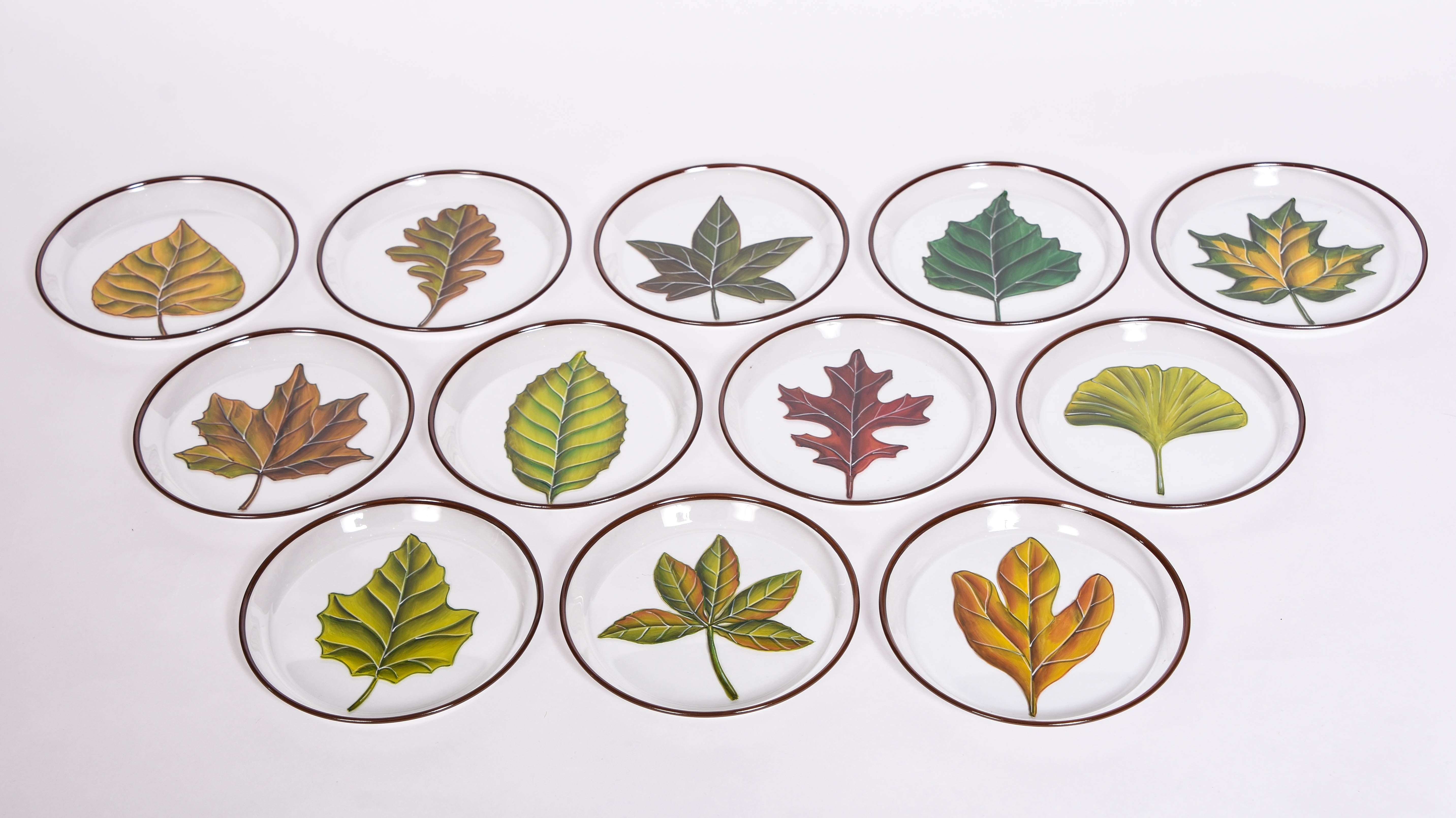 Set of 6 Leaf Bread Plates