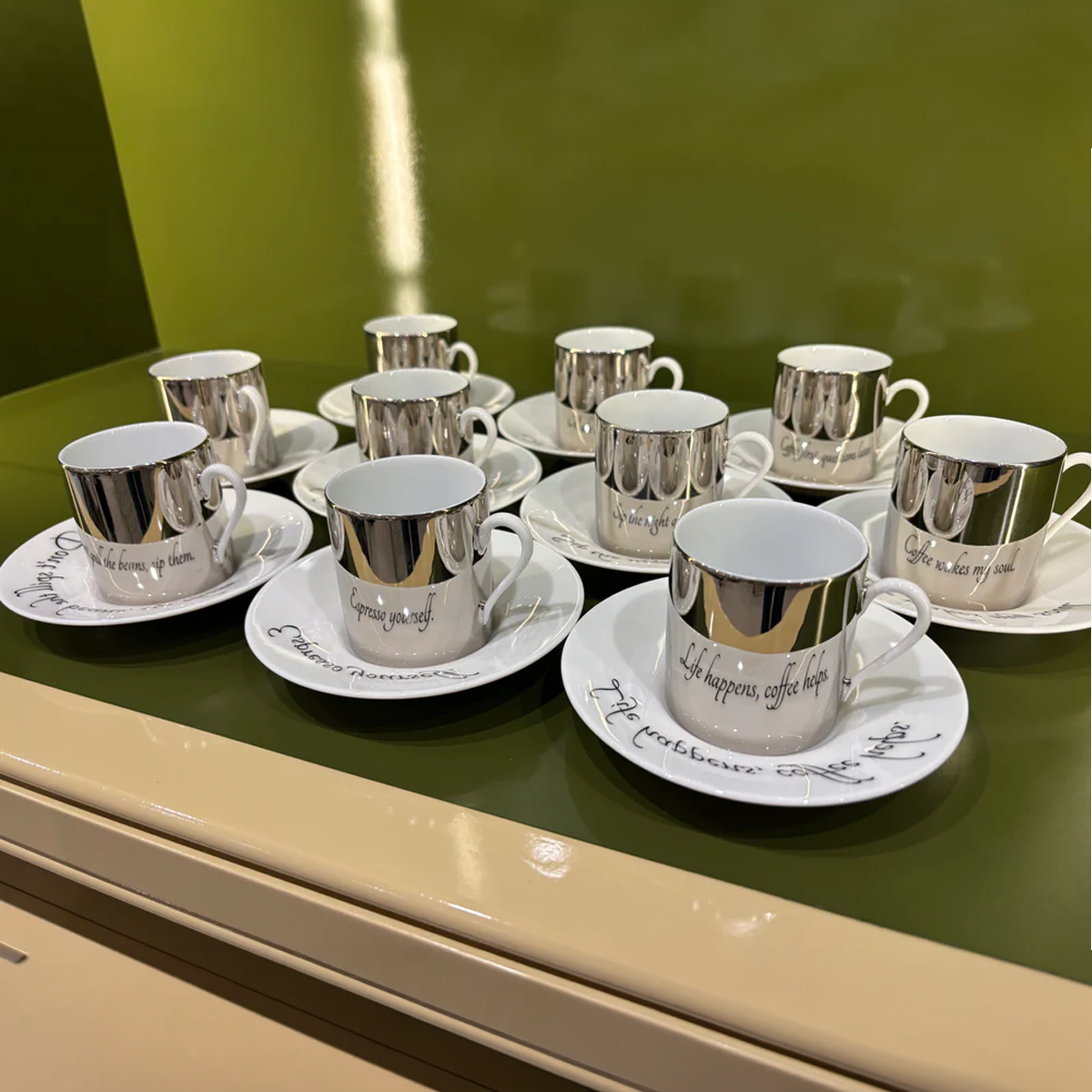 Mirrored Quotes Espresso Cups