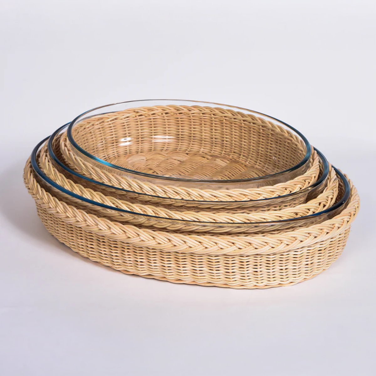 Oval Wicker Pyrex Dishes