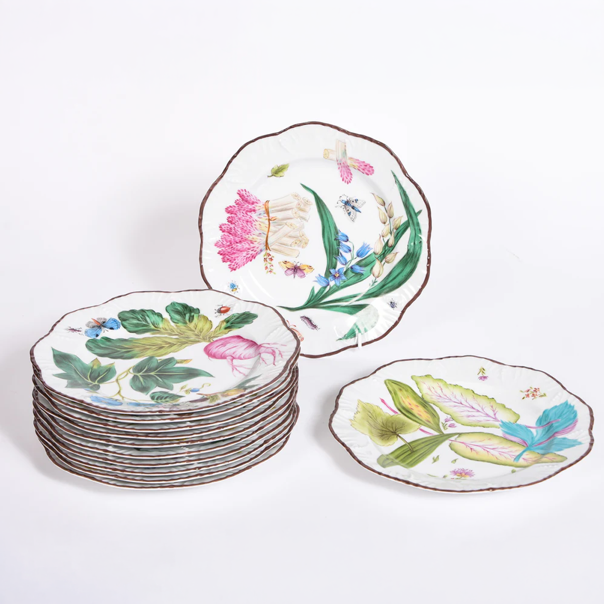 Set of 12 PINTO Feuillages Pudding Plates