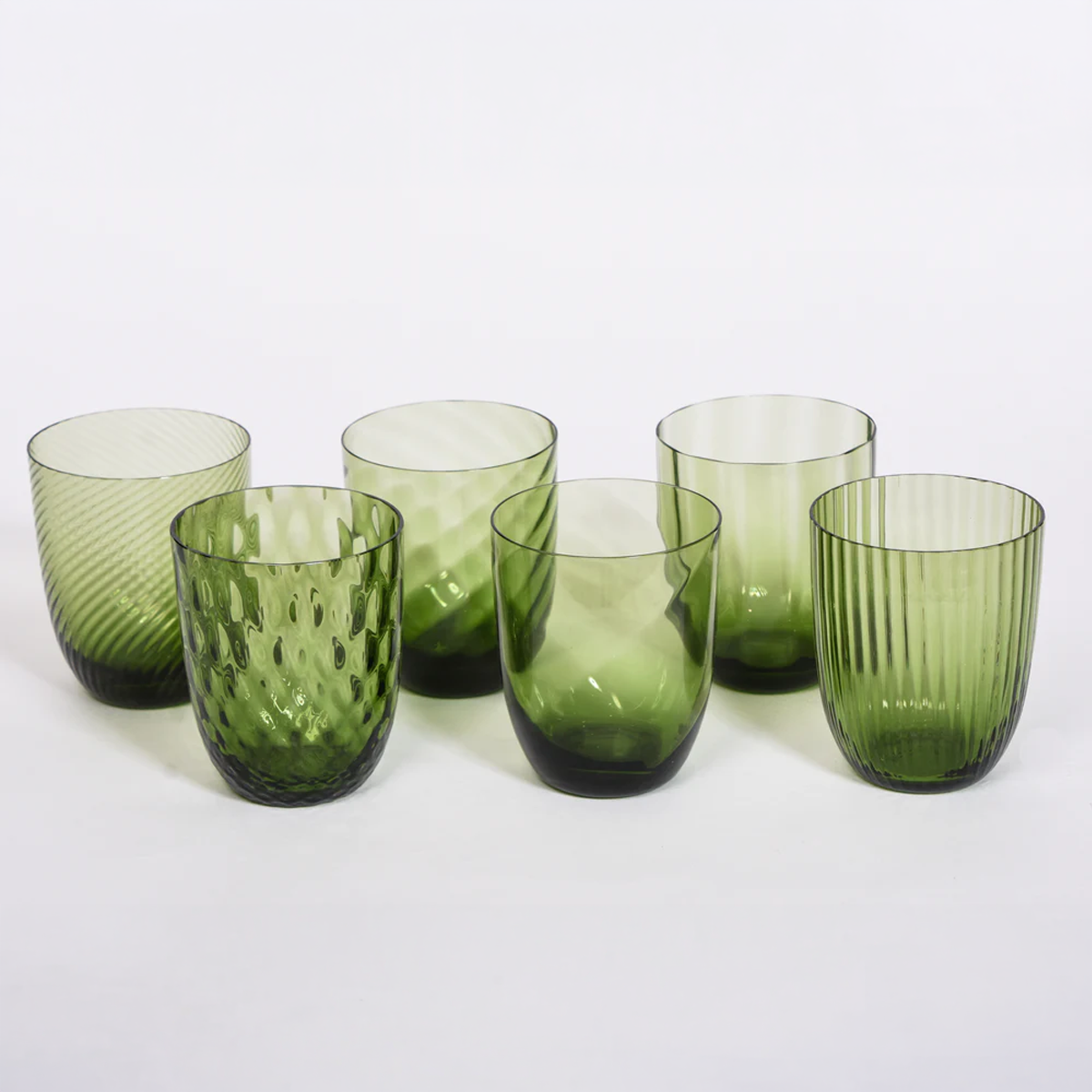 Set of 6 Assorted Textured Glasses