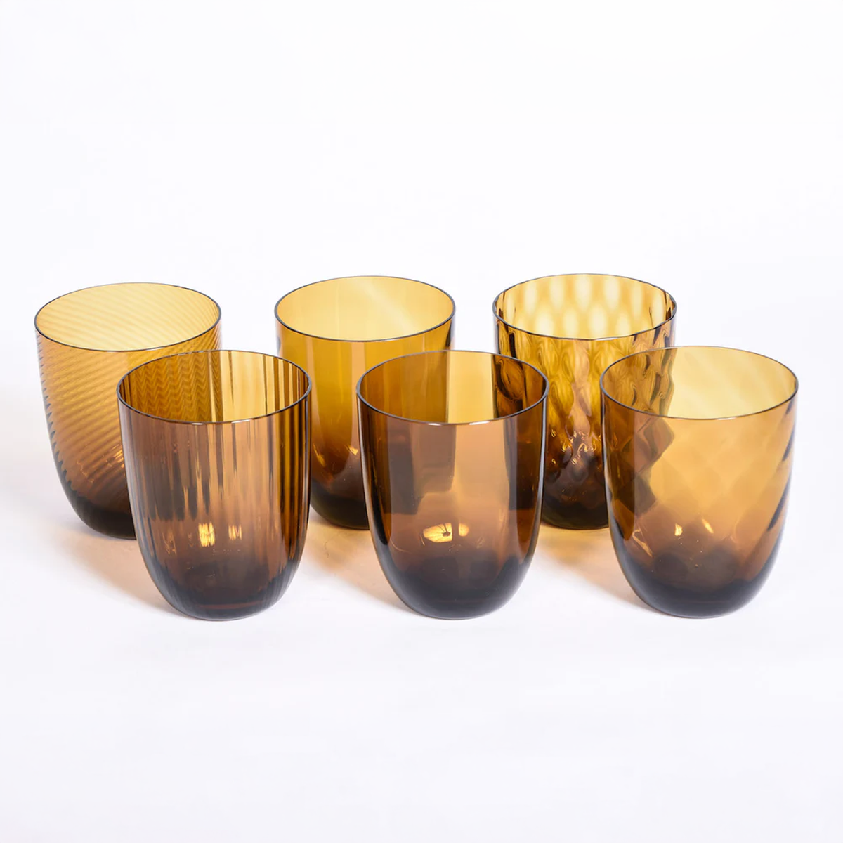 Set of 6 Assorted Textured Glasses