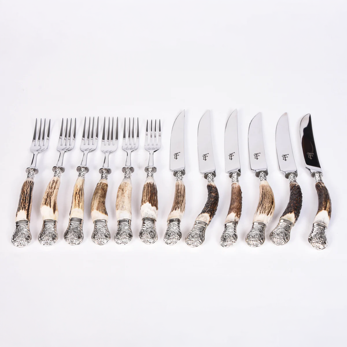 Set of 6 Stag Antler Cutlery with Box