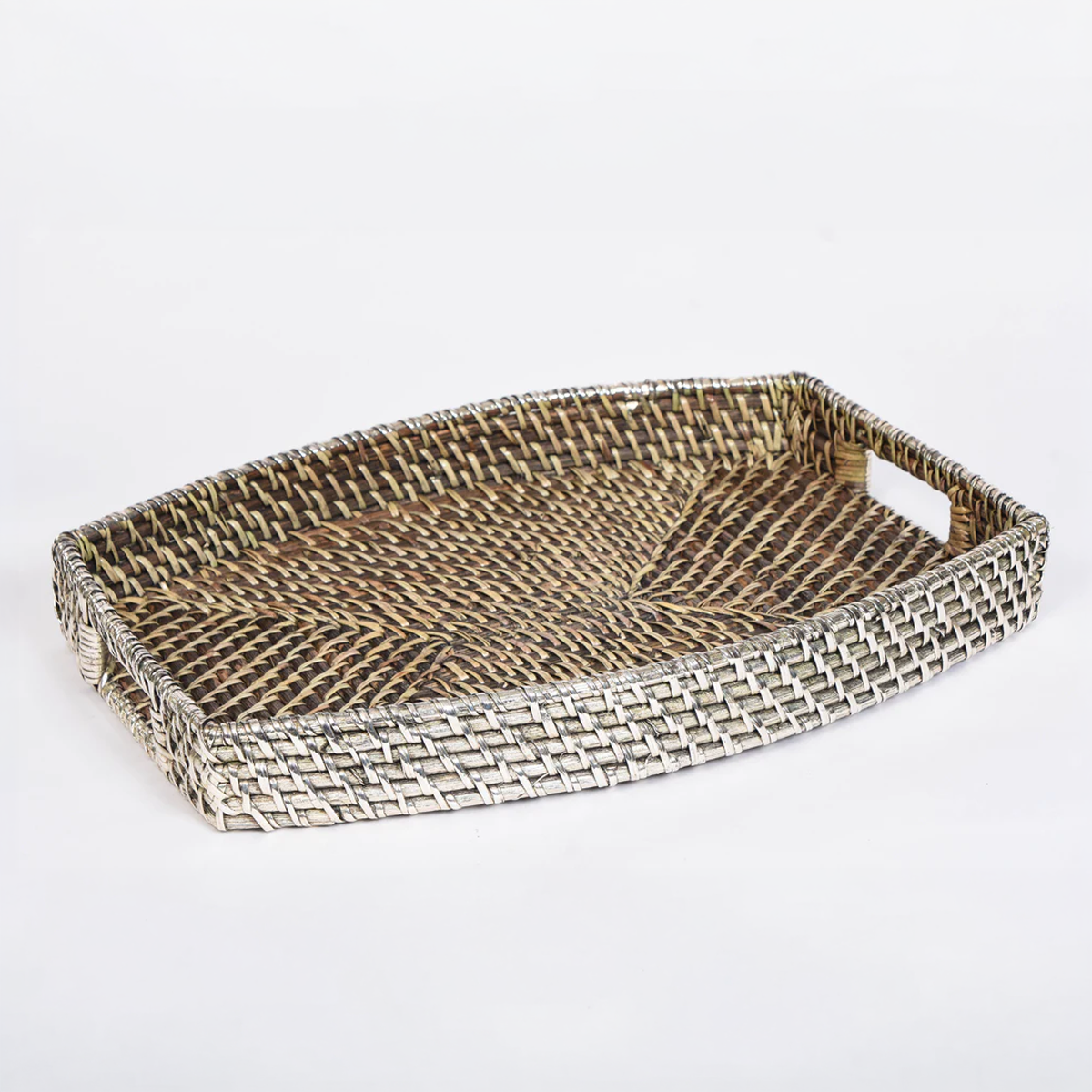 Silver and Rattan Tray