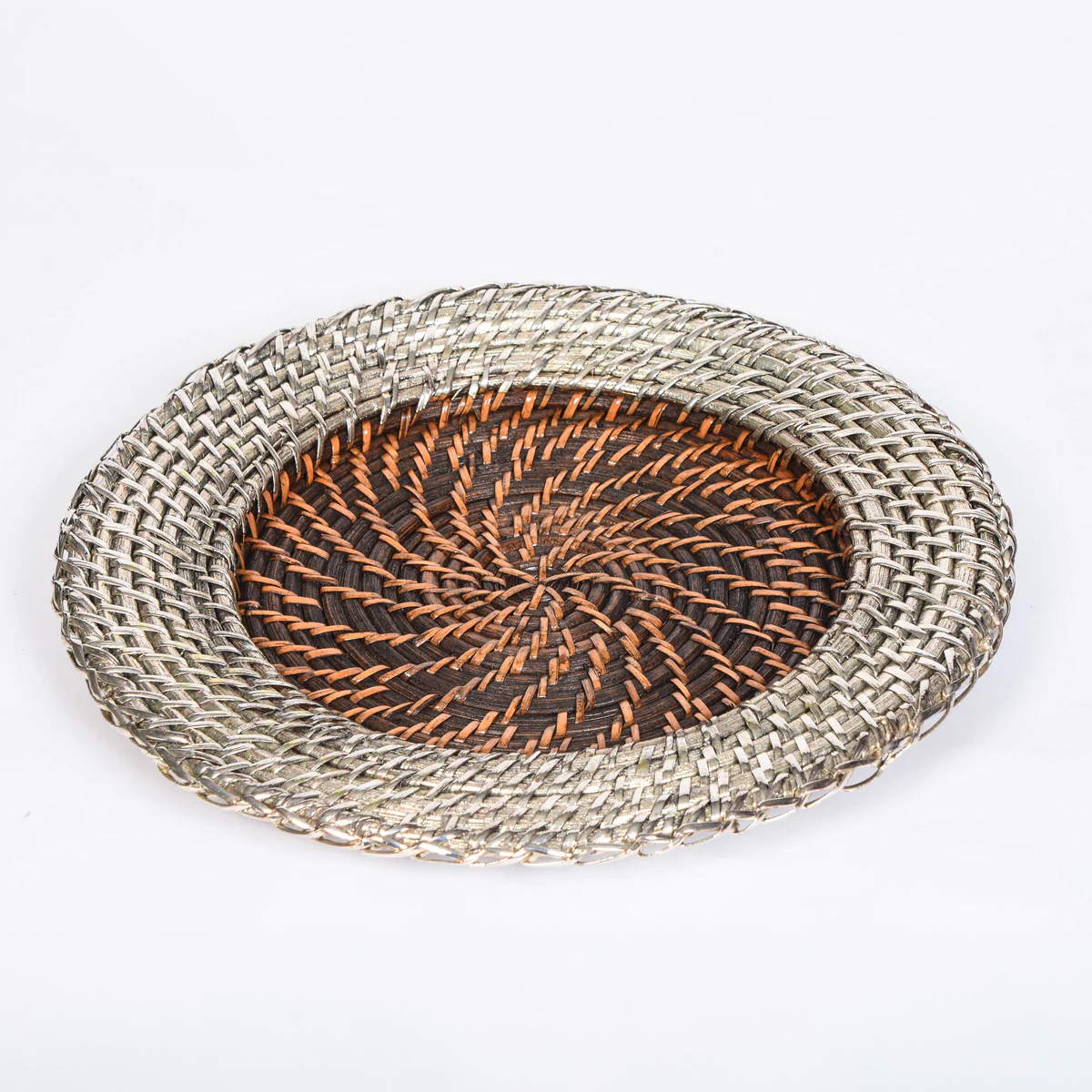 Silver and Rattan Charger