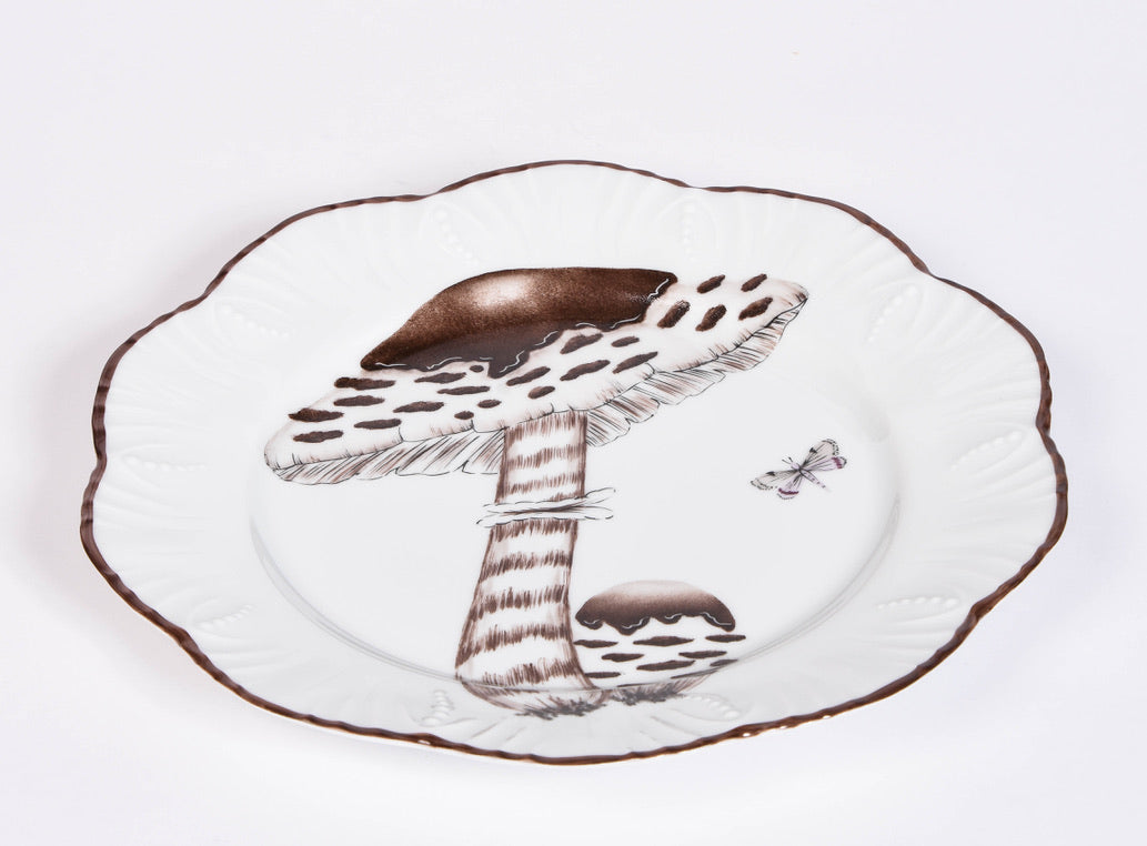 Set of 6 Pinto Mushroom Dinner Plates