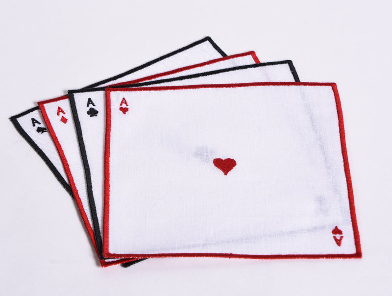 Set of 4 Ace of Hearts Cocktail Napkins