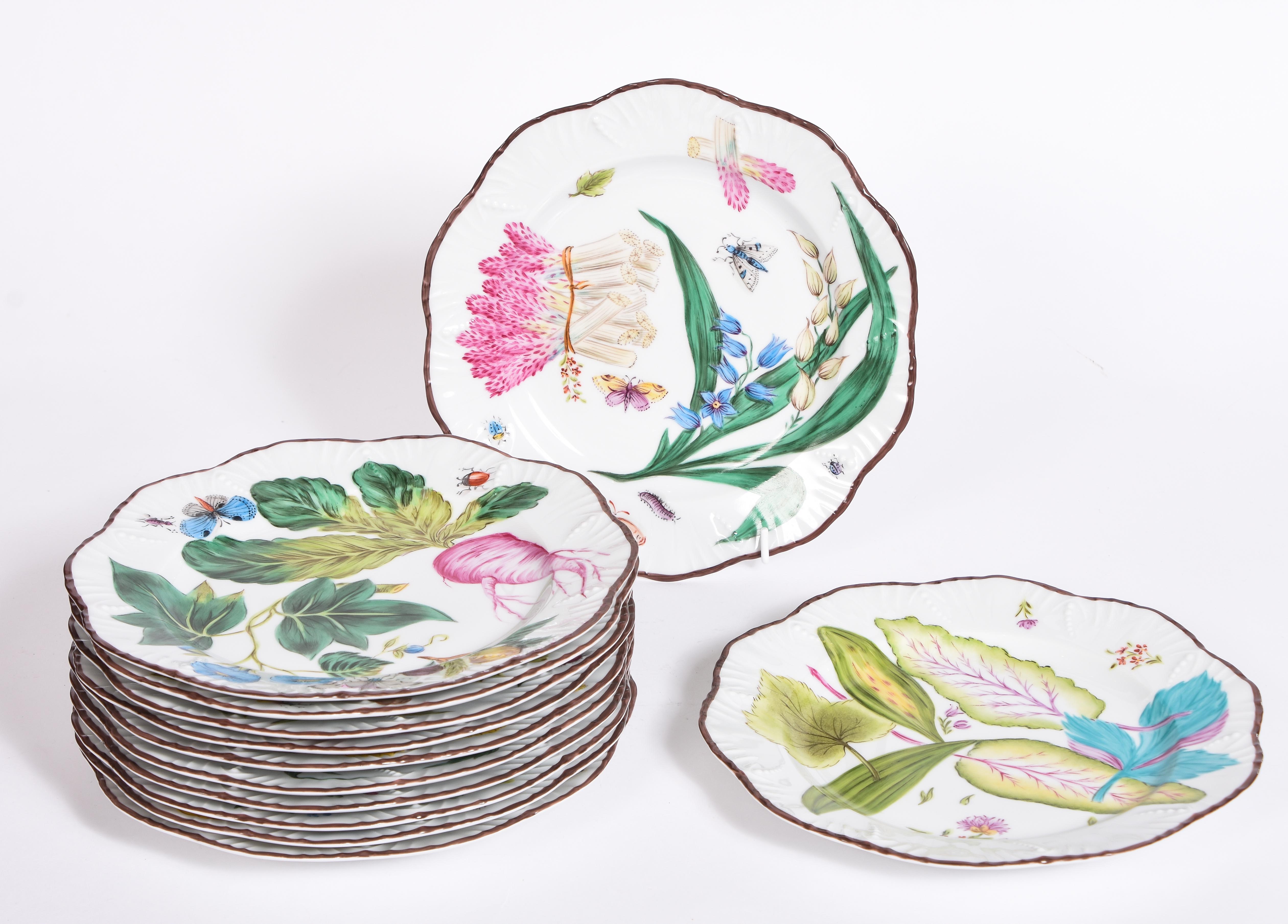 Set of 12 PINTO Feuillages Pudding Plates