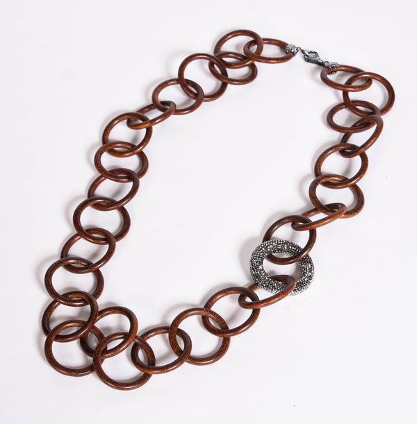 Wood and Anthracite Necklace