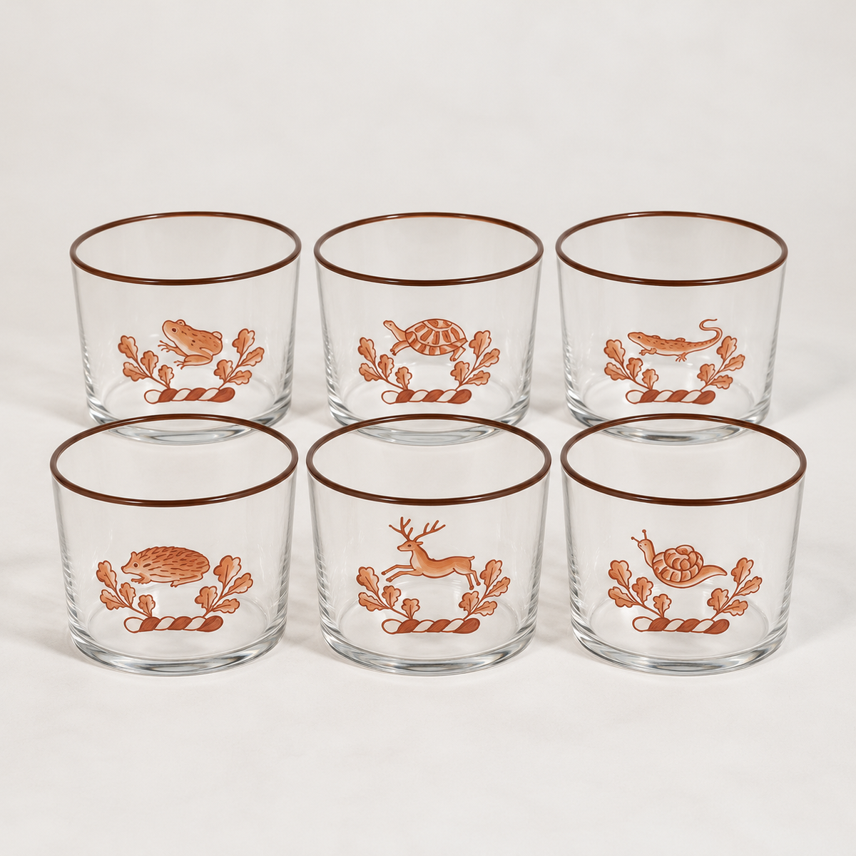 Hand Painted Animal Tumbler  - Set of 6
