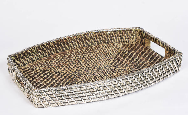 Silver and Rattan Tray