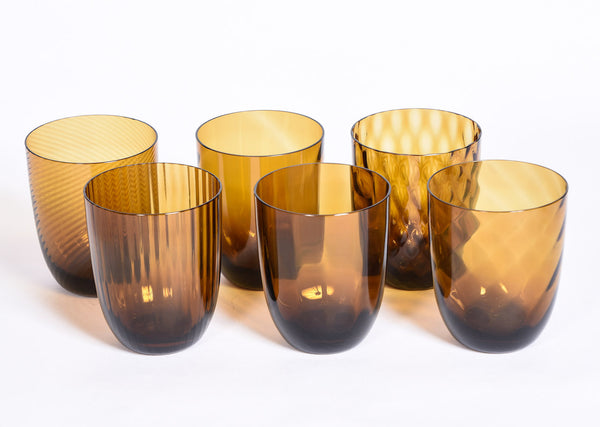 Set of 6 Assorted Textured Glasses