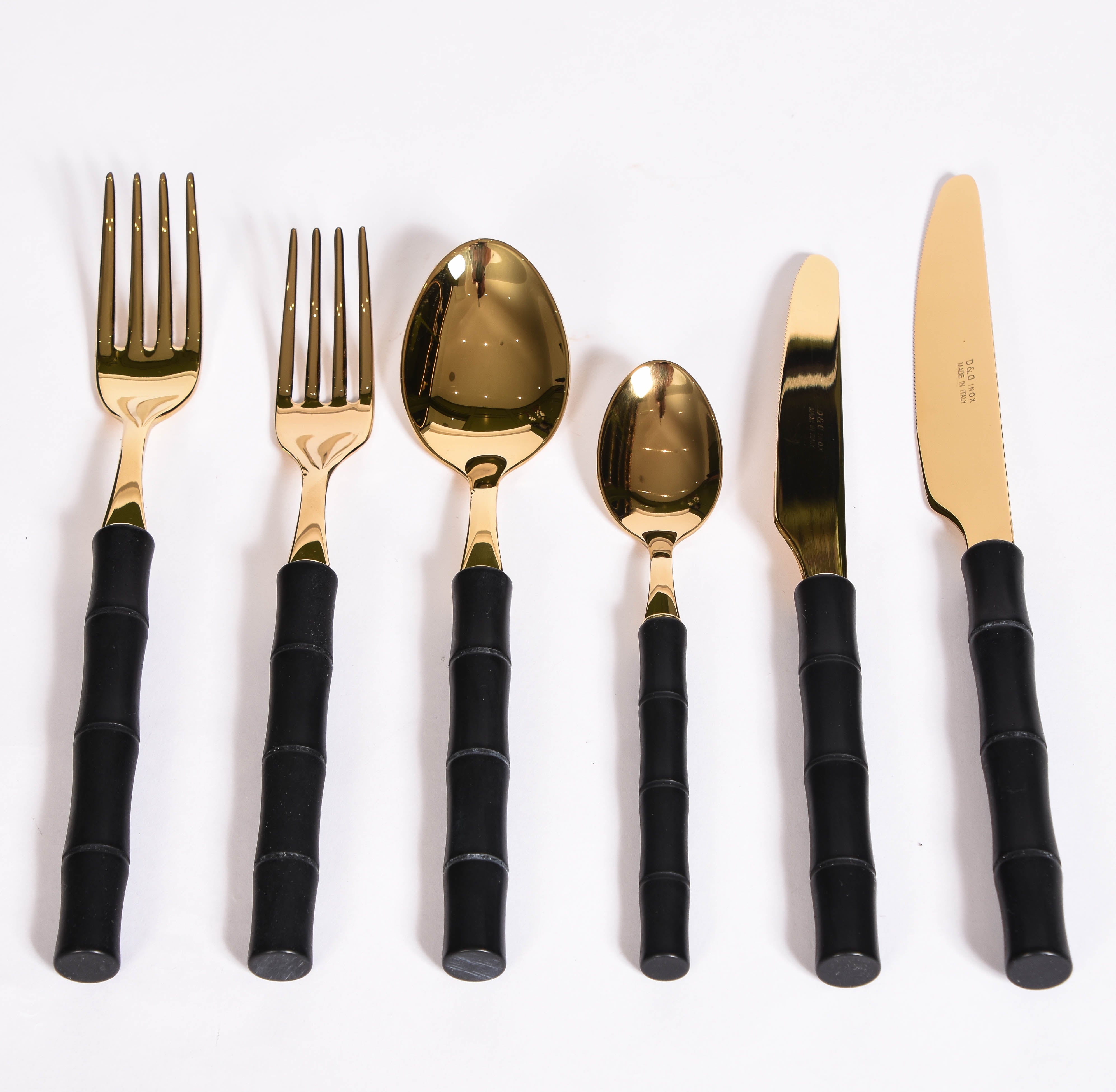Black Bamboo Cutlery Set for Six