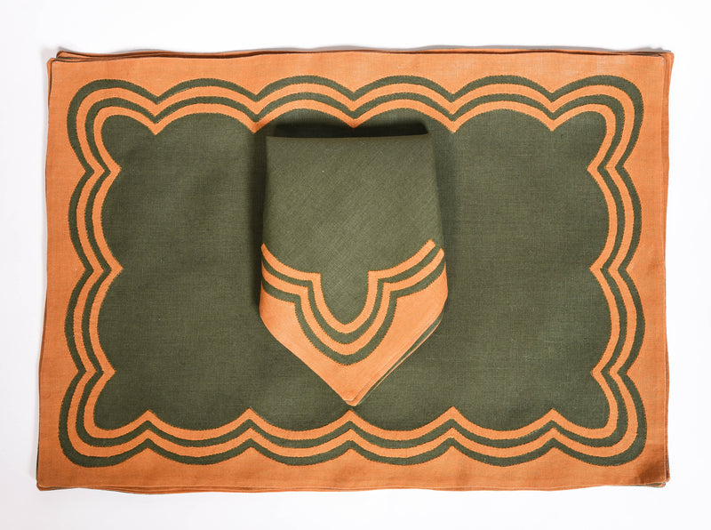 Khaki and Caramel Placemat and Napkin