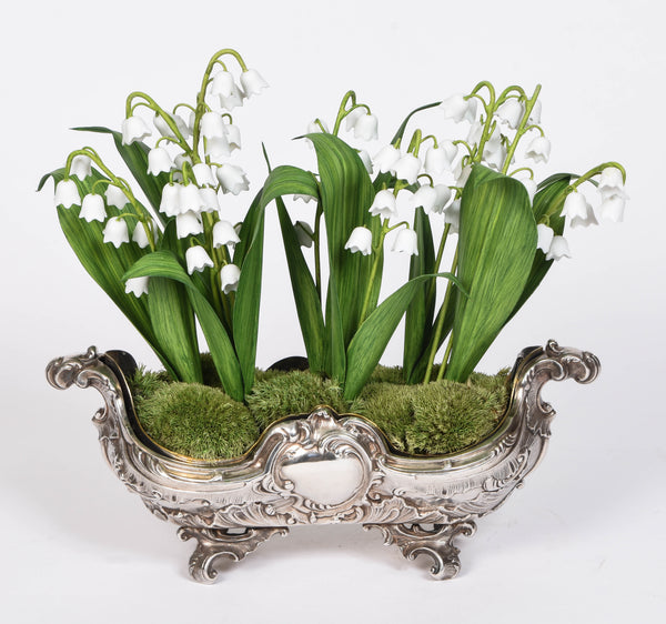 Antique Silver planter with Lily of the Valley