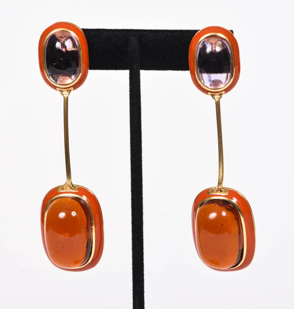 Double Gem Amanda Long Earrings