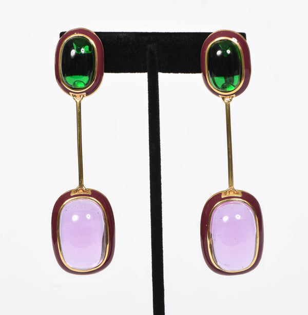 Double Gem Amanda Long Earrings