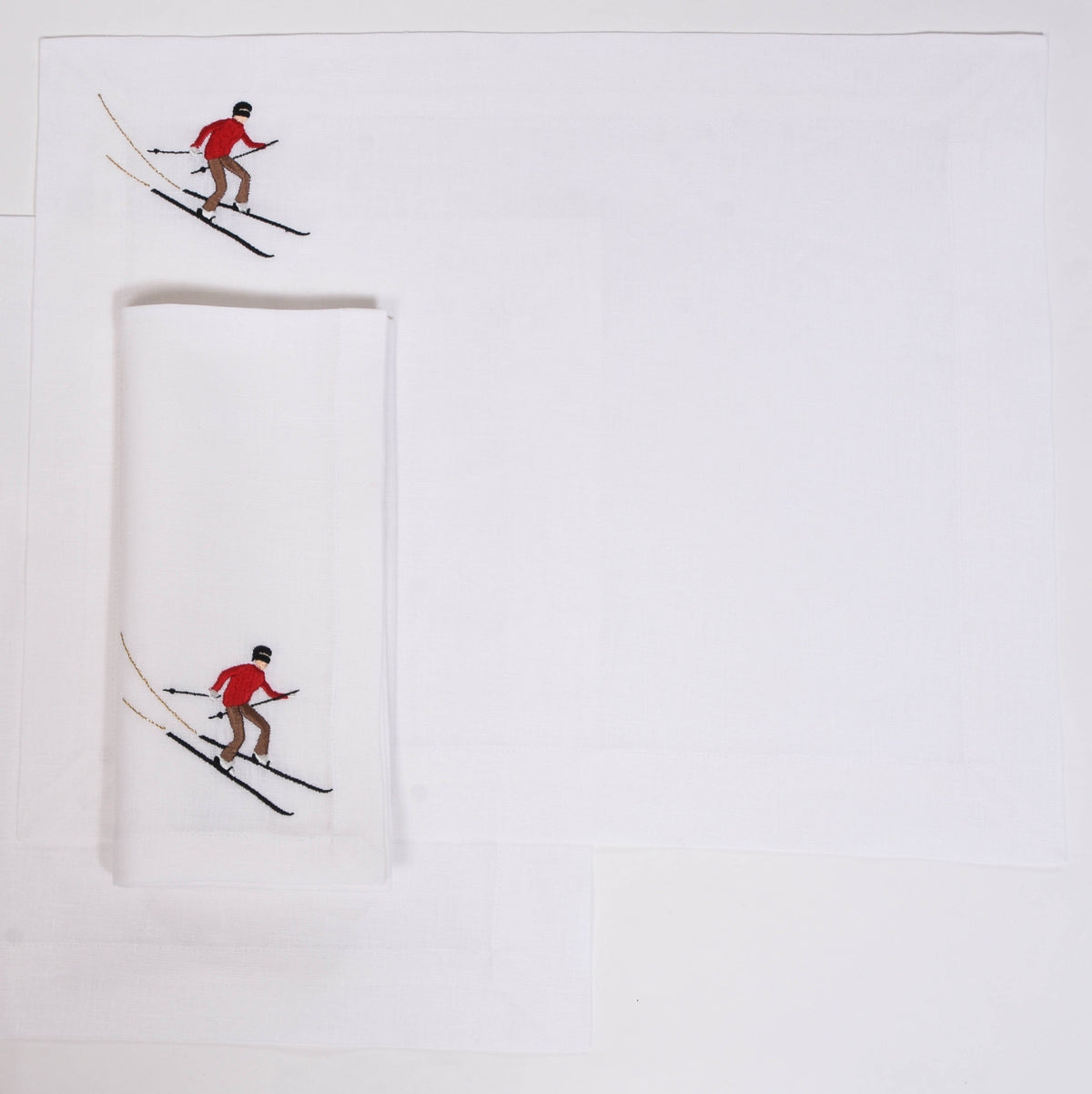 Set of 2 Skier Placemats and Napkins