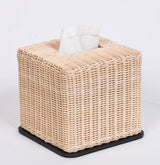 Rattan Tissue Box with Bronze Frame