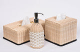 Rattan Tissue Box with Bronze Frame