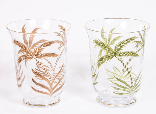 Palm Hurricane Lamp and Glass