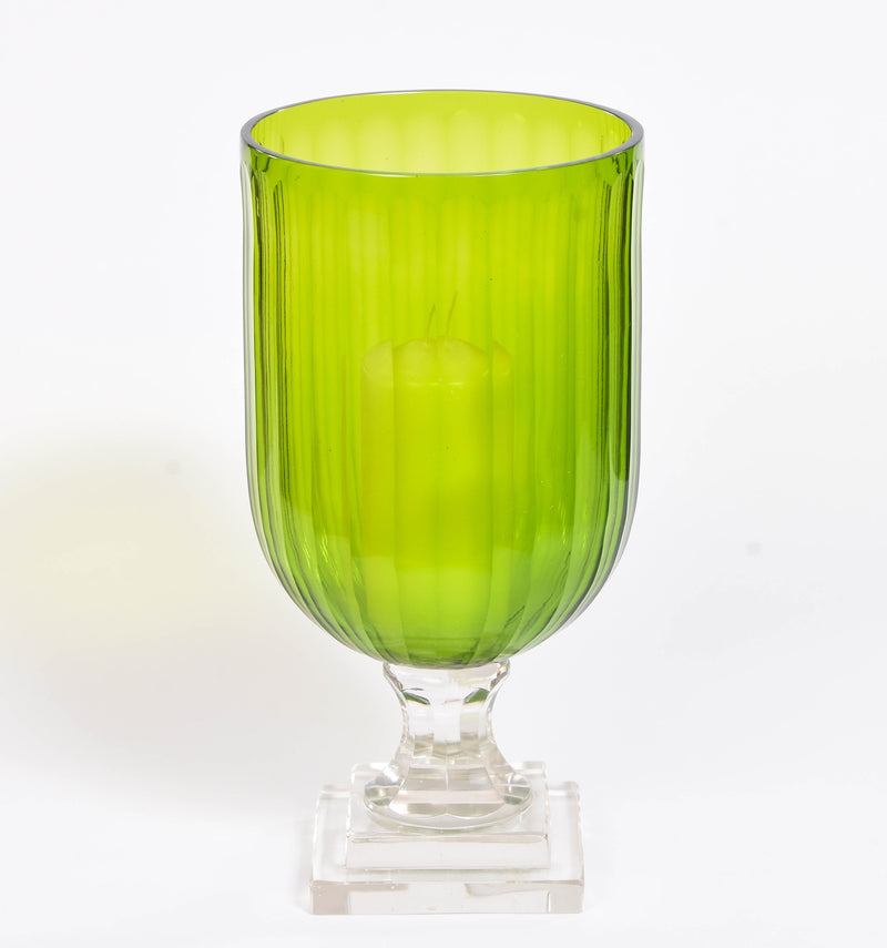 Set of 2 Green Hurricane Lamps