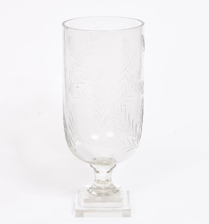 Set of 2 Large Clear Hurricane Lamps