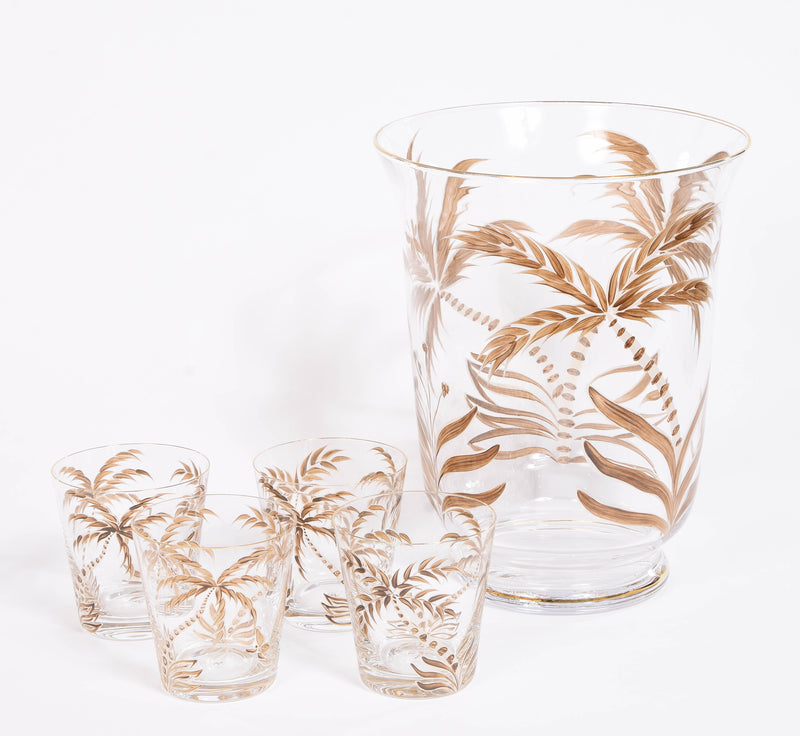 Palm Hurricane Lamp and Glass