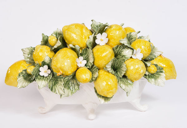 Basket of Ceramic Lemons