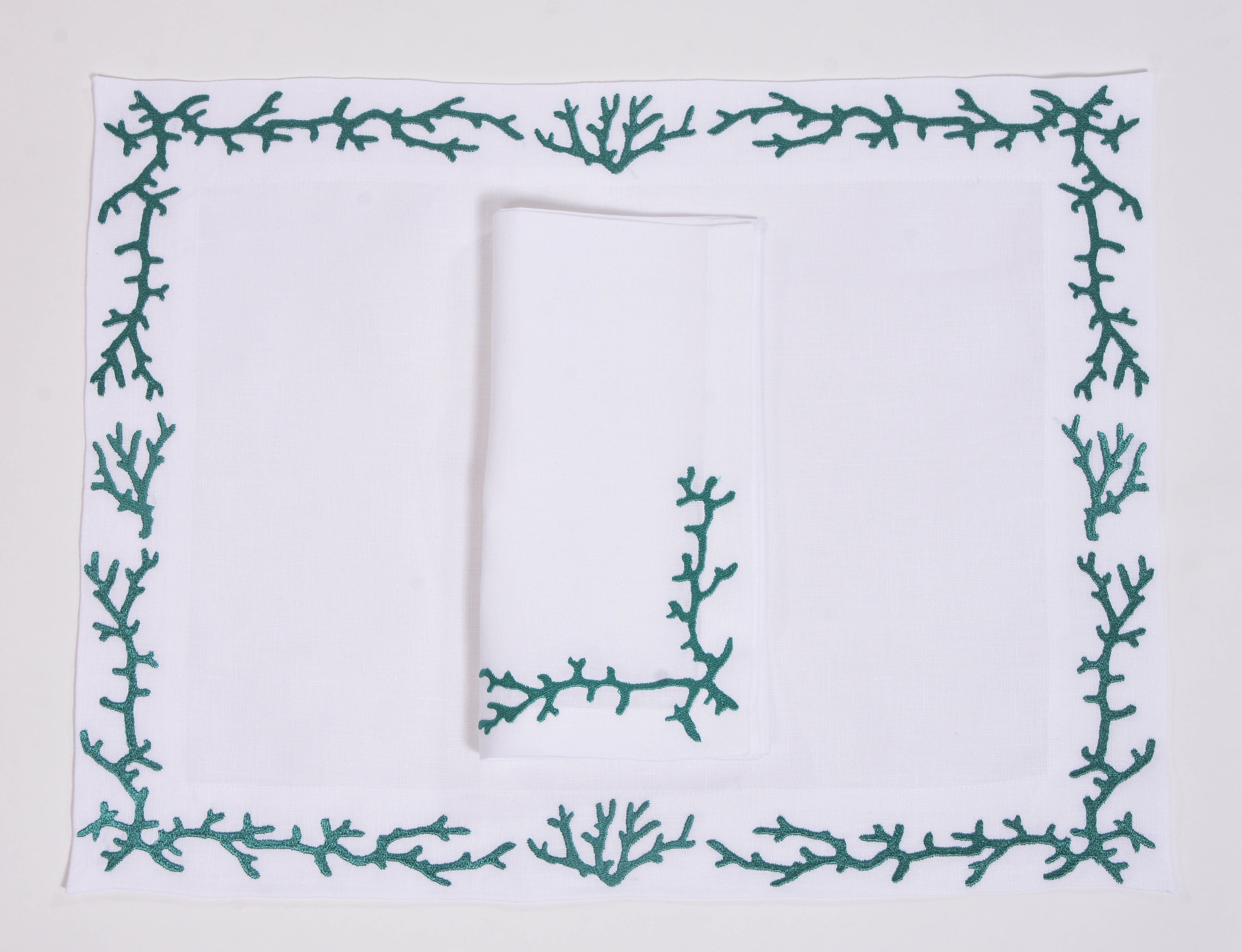Coral Placemats and Napkins Set of 12