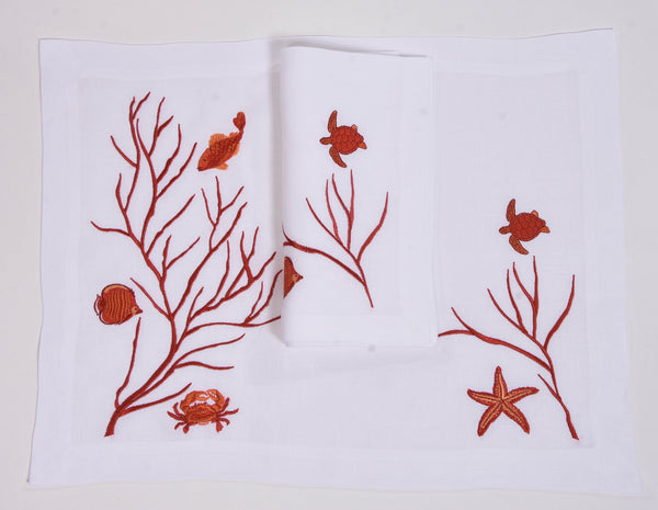 Set of 12  Sea Animals Placemat and Napkins