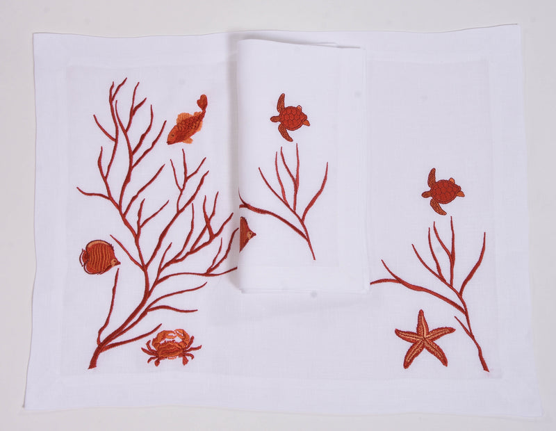 Set of 12  Sea Animals Placemat and Napkins