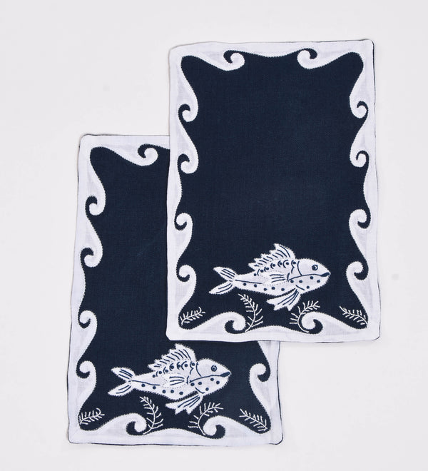 Set of 6 Fish Cocktail Napkins