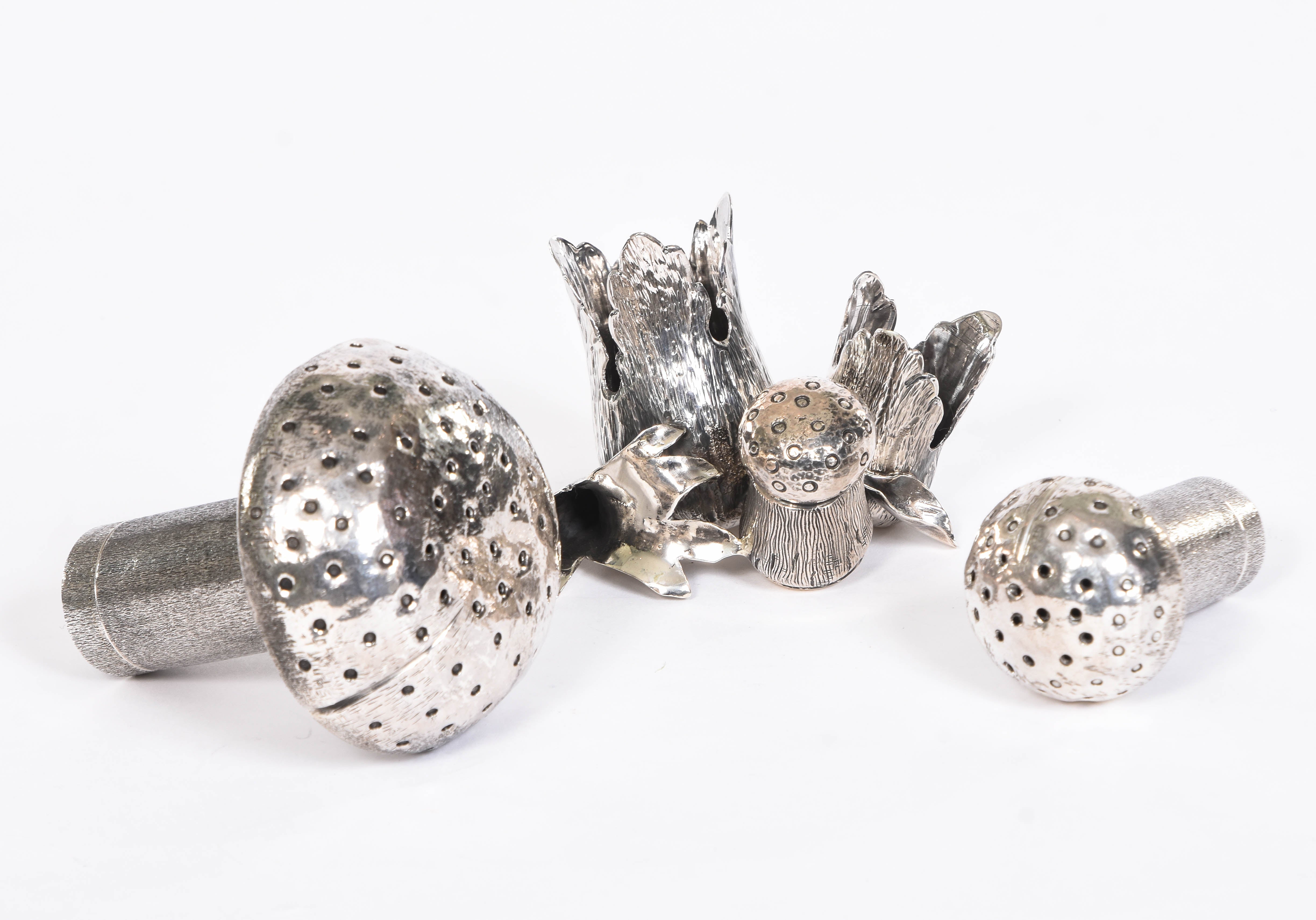 Solid Silver Mushroom Salt Cluster