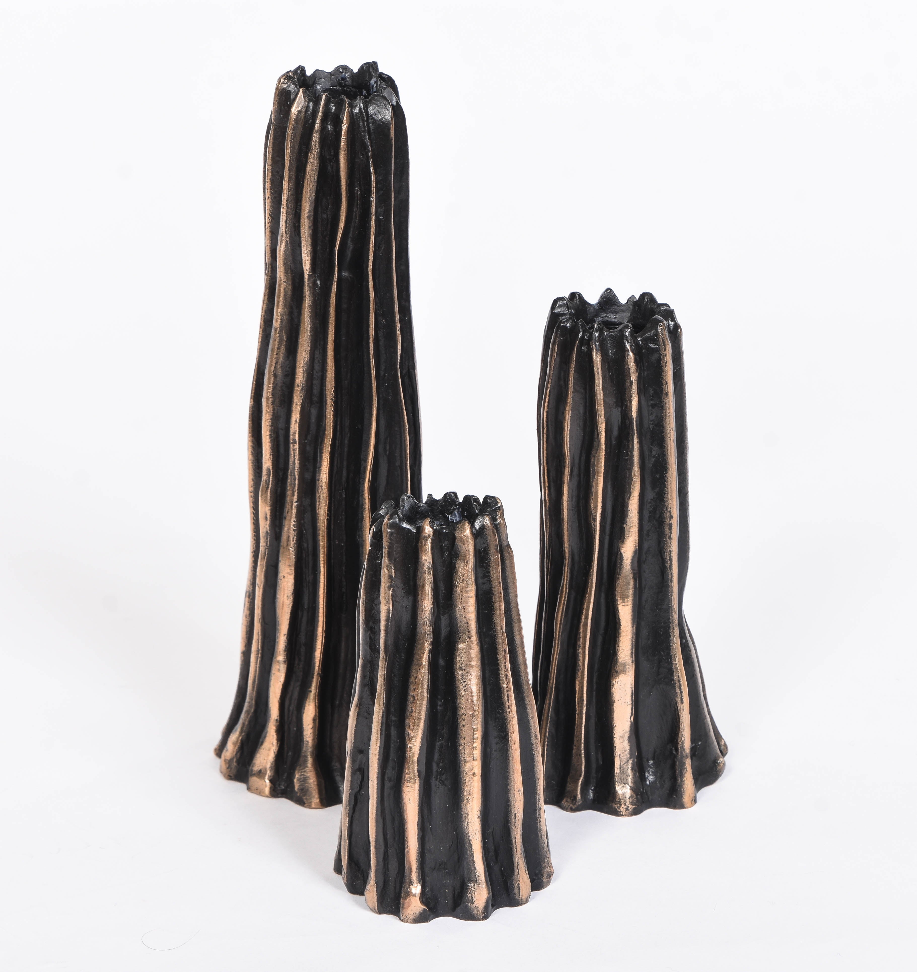Set of 3 Bronze Candle Sticks