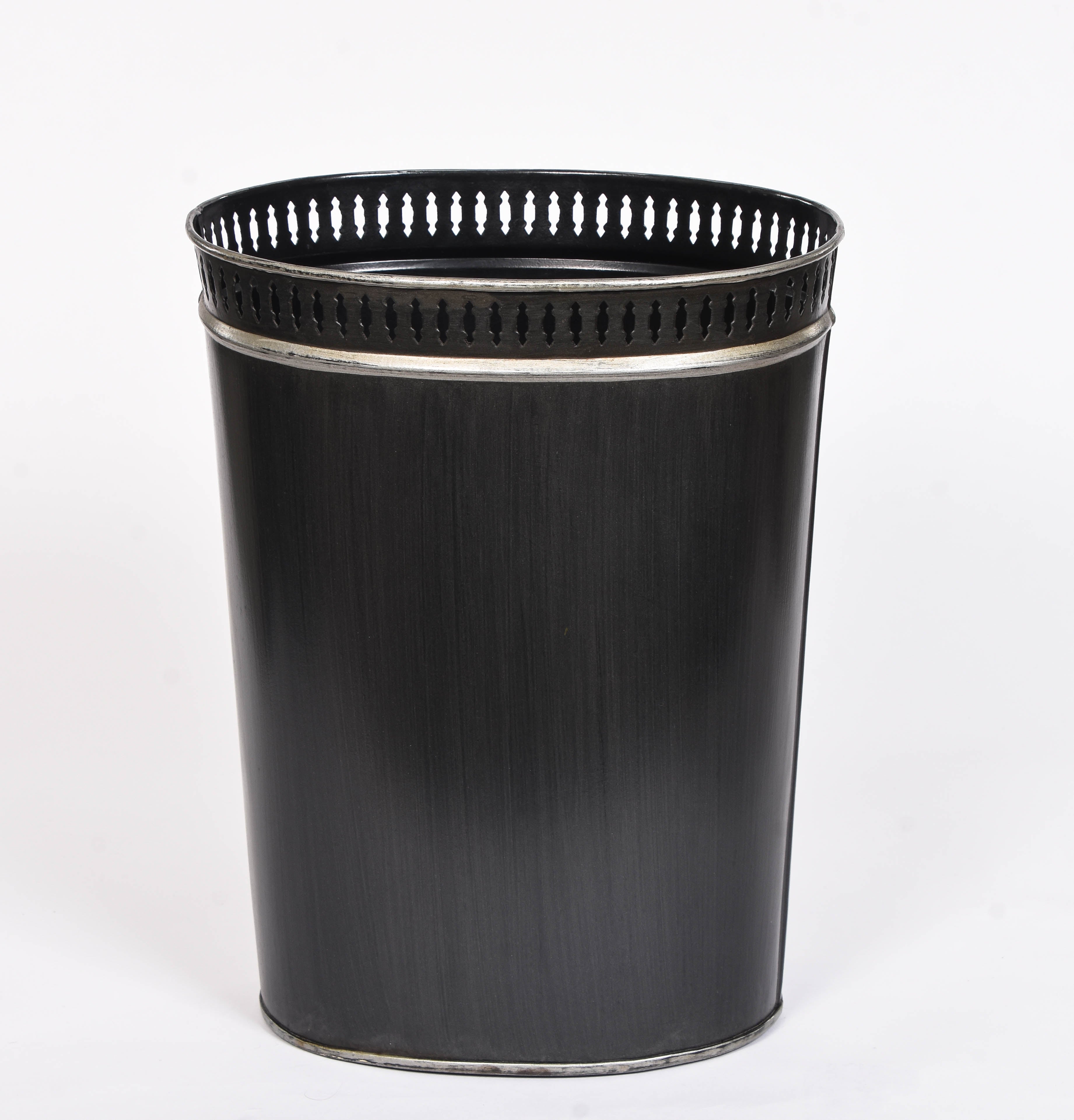 Black and Silver Waste Paper Basket